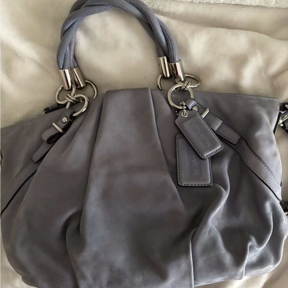 Coach Soft Gray Leather Shoulder Bag